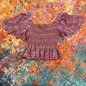 Simply Southern Pink and Blue Floral Blouse